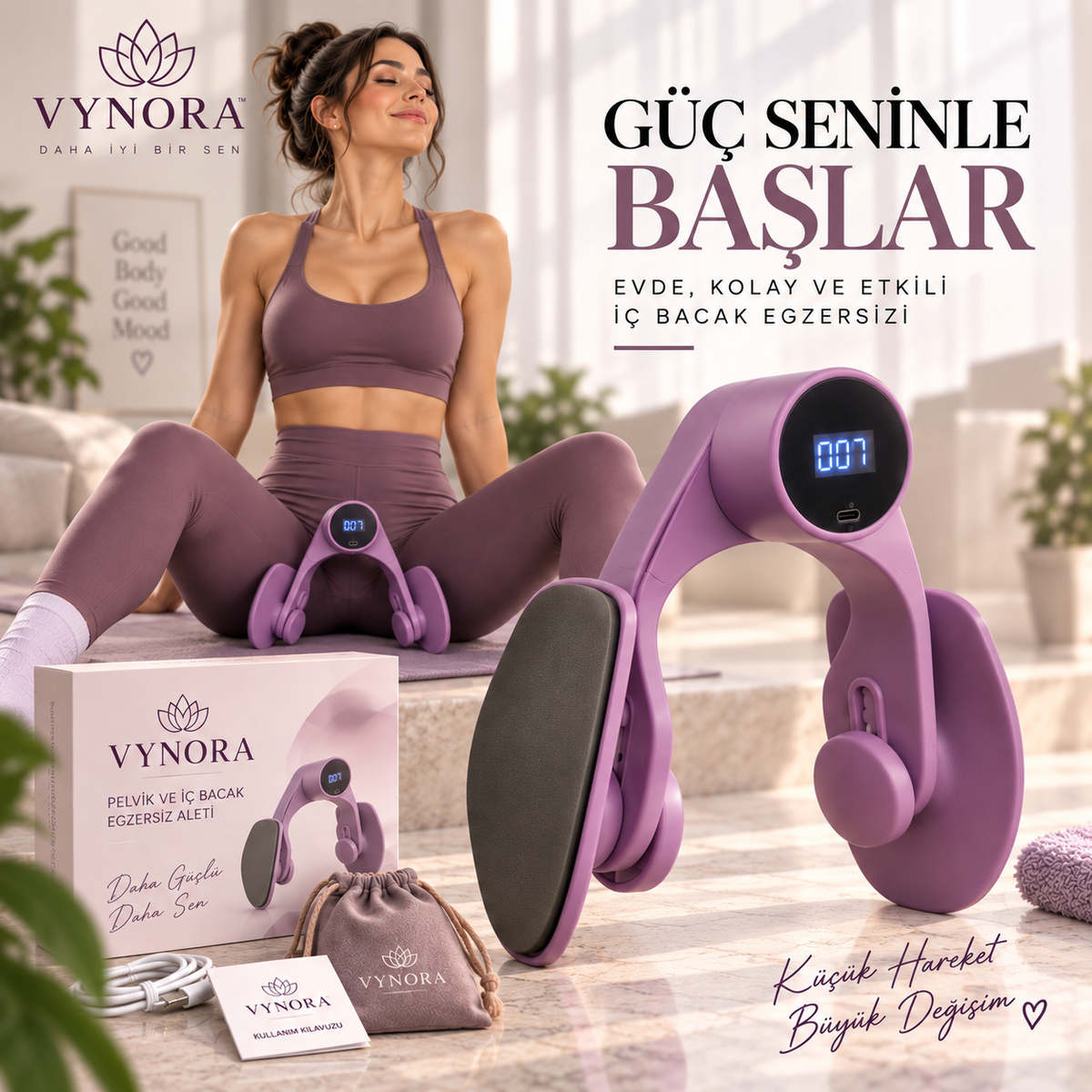 Sayaçlı Ayarlanabilir Pelvik İç Bacak Egzersiz Aleti Ayarlanabilir Kegel Mesane Egzersiz Aleti