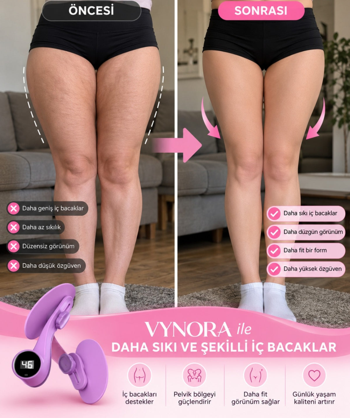 Sayaçsız Ayarlanabilir Pelvik İç Bacak Egzersiz Aleti ™
